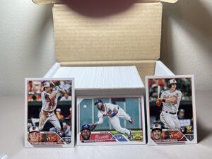 2023 topps complete series one baseball set 1-330 - included in this set are over 50 rookie cards. along with reigning rookie of the year winners, adley rutschman and michael harris, it includes phenoms such as nolan gorman, vaughn grissom, gunnar henders