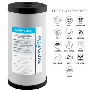 Aquasure Fortitude V2 Series AF-SPX-25HFS Sediment/Carbon/Siliphos Anti-Rust Media, Bacteria & Scale Inhibitor, Triple Purpose Whole House Replacement Filter Cartridge For AS-FS-25SPX, Standard Size