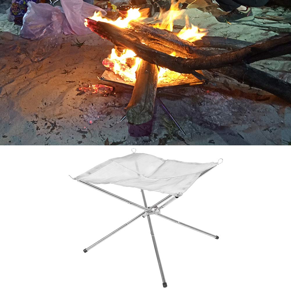 Portable Outdoor Fire Pit Folding Grill, Outdoor Foldable Stainless Steel Mesh Grill Net Folding Fire Pit Grill for Garden Camping Outdoor Barbecue