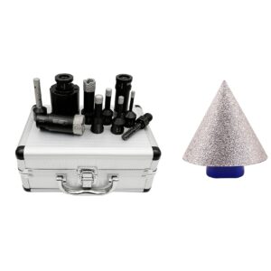 shdiatool diamond drill bits hole saw kit for porcelain tile ceramic marble and 1pc diamond beveling chamfer bits