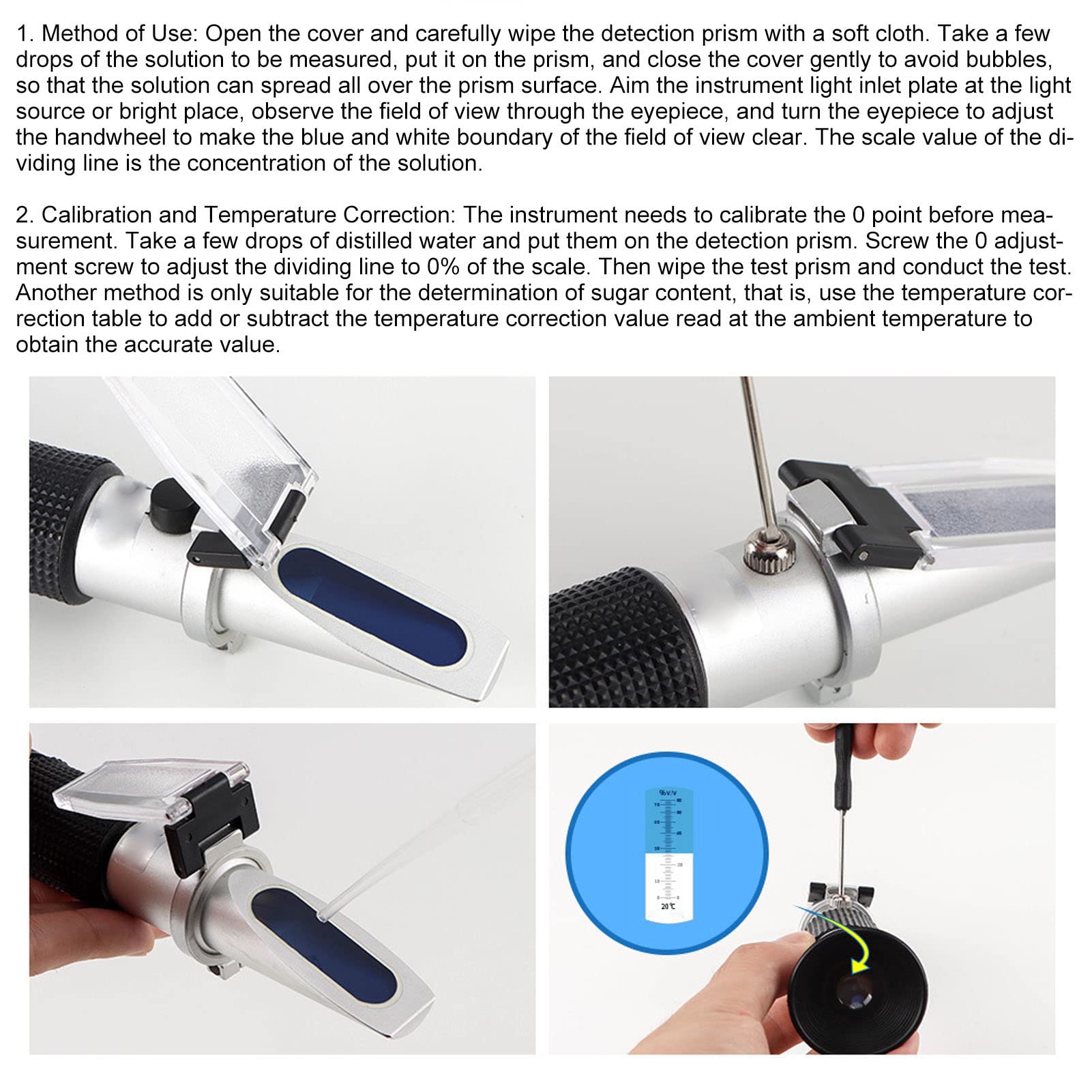 Refractometer Meter Gauge Brix Refractometer for Brewing Beer Wort Refractometer 0‑80% Wine Refractometer
