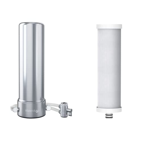 Waterdrop 5-Stage Stainless Steel Countertop Filter System & Waterdrop WD-CFF-01 Replacement Filter, Reduces Heavy Metals, Bad Taste and Up to 99% of Chlorine