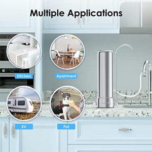 Waterdrop 5-Stage Stainless Steel Countertop Filter System & Waterdrop WD-CFF-01 Replacement Filter, Reduces Heavy Metals, Bad Taste and Up to 99% of Chlorine