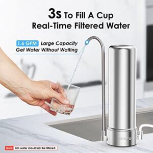 Waterdrop 5-Stage Stainless Steel Countertop Filter System & Waterdrop WD-CFF-01 Replacement Filter, Reduces Heavy Metals, Bad Taste and Up to 99% of Chlorine