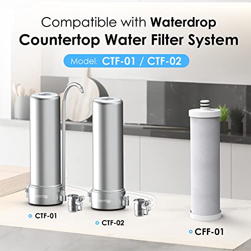 Waterdrop 5-Stage Stainless Steel Countertop Filter System & Waterdrop WD-CFF-01 Replacement Filter, Reduces Heavy Metals, Bad Taste and Up to 99% of Chlorine