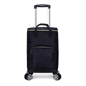 ataaylarge-capacity shopping cart, luggage cart, foldable portable trolley cart, grocery shopping cart, lightweight and waterproof (plaid 94 * 32 * 20cm) (black 94 * 32 * 20cm)