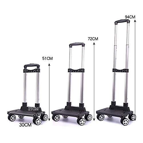 ATAAYLarge-Capacity Shopping cart, Luggage cart, Foldable Portable Trolley cart, Grocery Shopping cart, Lightweight and Waterproof (Plaid 94 * 32 * 20cm) (Black 94 * 32 * 20cm)