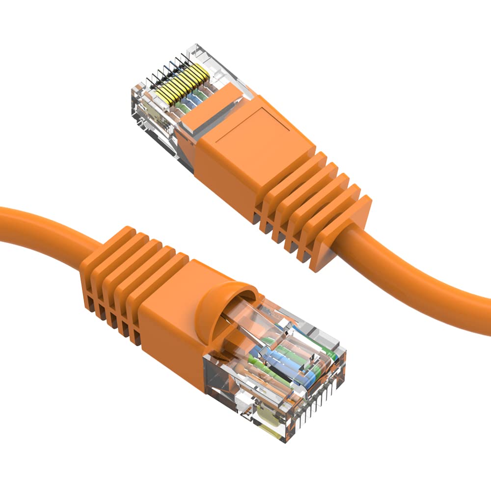 CABLYTIC (100 Pack Cat 6 Ethernet Cable 12 Feet Orange UTP Booted 12 FT Computer Network Cable, Internet Cable, Cat 6 Cable