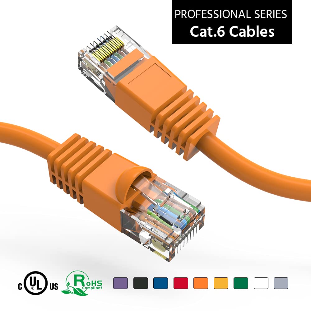 CABLYTIC (100 Pack Cat 6 Ethernet Cable 12 Feet Orange UTP Booted 12 FT Computer Network Cable, Internet Cable, Cat 6 Cable