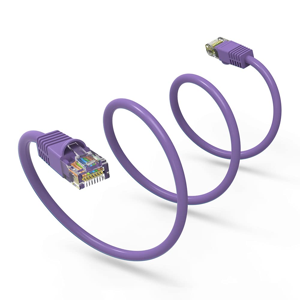CABLYTIC (10 Pack Cat 6 Ethernet Cable 10 Feet Purple UTP Booted 10 FT Computer Network Cable, Internet Cable, Cat 6 Cable