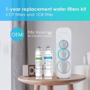 Waterdrop WD-G3-W Replacement Filter, Replacement for WD-G3-W Reverse Osmosis System, CF Filter + CB Filter + RO Filter, New Logo Design