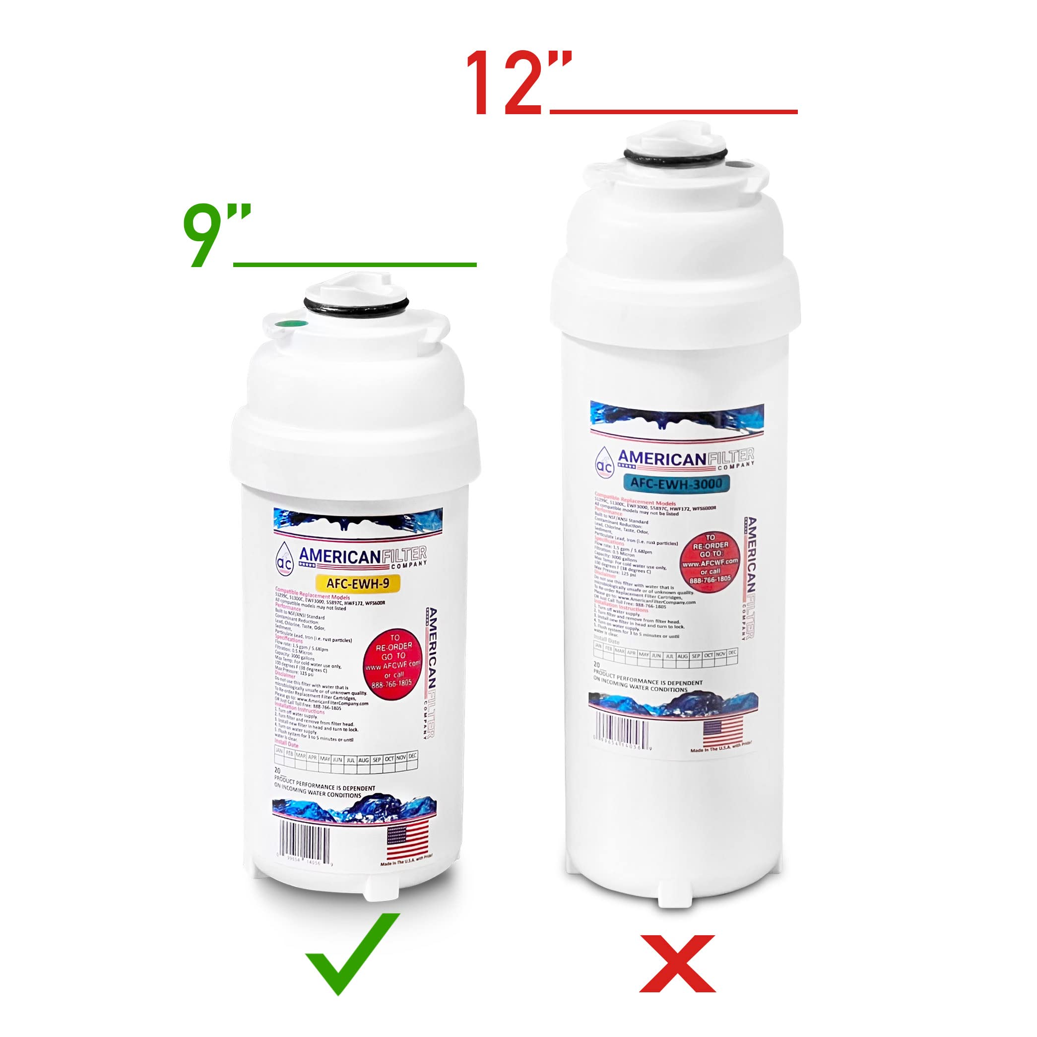 AFC Brand, Water Filters, Model # AFC-EWH-9, Compatible with Elkay, Halsey Taylor, Elkay 51299C,Elkay 51300C,55897C, 55898C Made in U.S.A 48 Pack
