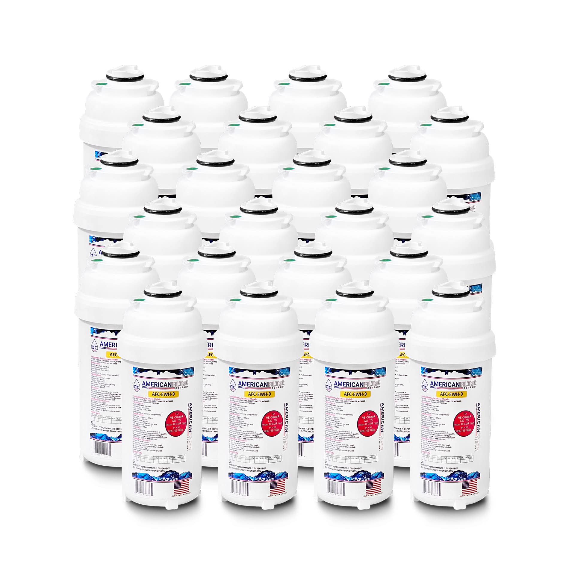 AFC Brand Model # AFC-EWH-9, Compatible with LZWS SFGRN8K,LZWS SS28K,LZWS SS8K,LZWS-ERFP8-RF,LZWS-SFGRN28K Water Filter Made by AFC. Made in U.S.A. - 24 Pack