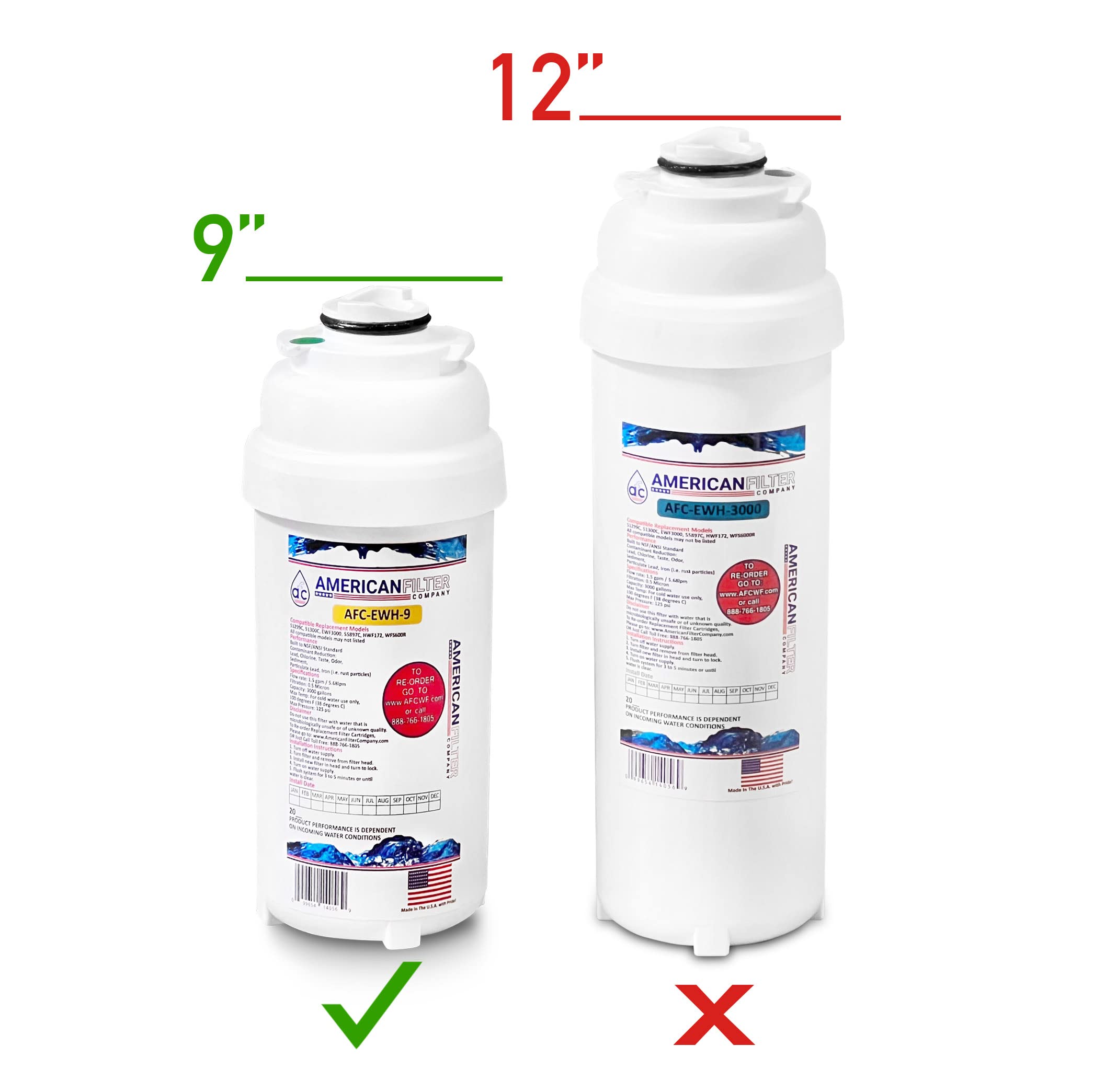 AFC Brand, water filter, Model # AFC-EWH-9, Compatible with HTHB HACG8PV NF,HTHB OVLEBP I,HTHB OVLER I,HTHB-HAC8BLSS-NF - 12 Pack