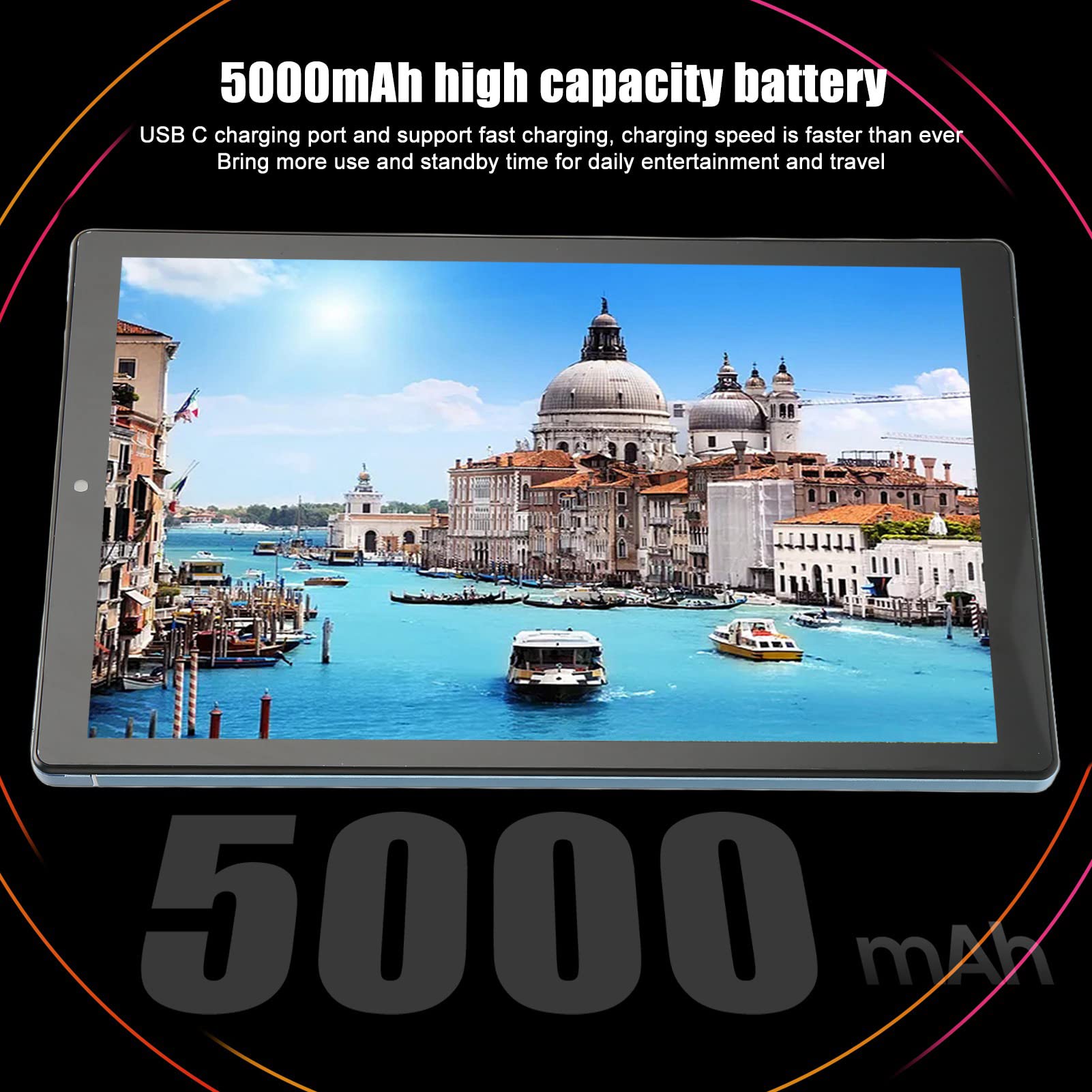 TOPINCN Tablet PC, 5000mAh Large Battery 100‑240V 5GWIFI for Android System Dual Speakers 4GB RAM 64GB ROM 3G Network Kids Tablet for Entertainment (US Plug)
