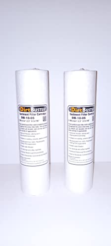 DirtBuster 2-Pack of 5 Micron 2.5" X 10" Residential, Commercial, & Industrial Sediment Replacement Filter-100% Polypropylene, Compatible for most 10 inch RO Units