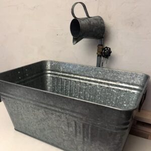 Rectangle Rustic Sink Galvanized Farmhouse Tub & (Single Tap Jug Faucet)