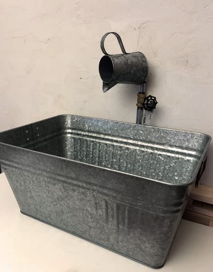 Rectangle Rustic Sink Galvanized Farmhouse Tub & (Single Tap Jug Faucet)