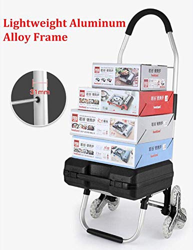 ATAAY Shopping Trolley, 2in1 Folding Shopping Cart & Hand Truck Super Loading 50kg - Labor Saving for Stair Climbing with Adjustable Bungee Cord (B: Blue)