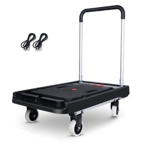 shopping trolley, trolley folding trolley truck portable small trailer aluminum alloy trolley home load king pull cargo flat cart portable household shopping cart (bearing weight 150kg) (bla