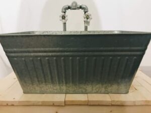 rectangle rustic sink galvanized farmhouse tub & (pipe faucet)
