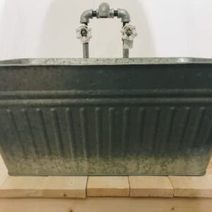 Rectangle Rustic Sink Galvanized Farmhouse Tub & (Pipe Faucet)