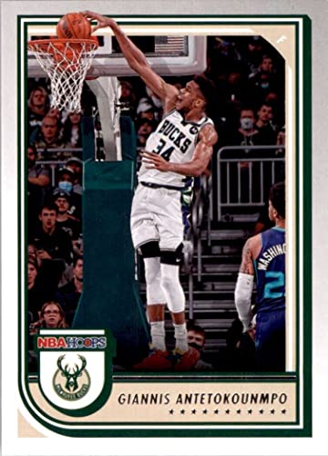 Giannis Antetokounmpo 2022 2023 Hoops Series Mint Card #44 Picturing this Milwaukee Bucks Star in his White Jersey