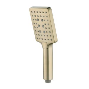 hauseliebe modern shower head brushed gold, square handheld showerheads with brass shower holder and 59inch shower hose