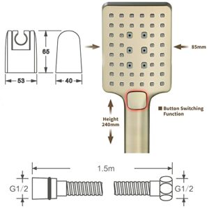 HAUSELIEBE Handheld Shower, Wall Mount Bathroom Handheld Showerheads ABS Hand Held Shower Head Combo with Hose