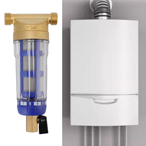 Oumefar Whole House Water Filter, Cyclonic Sedimentation Water Filter Durable Easy To Install G1/2in High Accuracy for Washer Kitchen