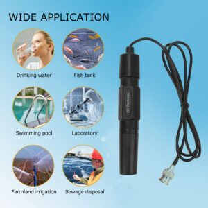 TOPINCN PH Probe Sensor,PH 201H Probe Plant & Soil Monitoring Soil Meters Sensor High Accuracy Compound PH Electrode PH Meter BNC Connector 2m/78.7in (2M)