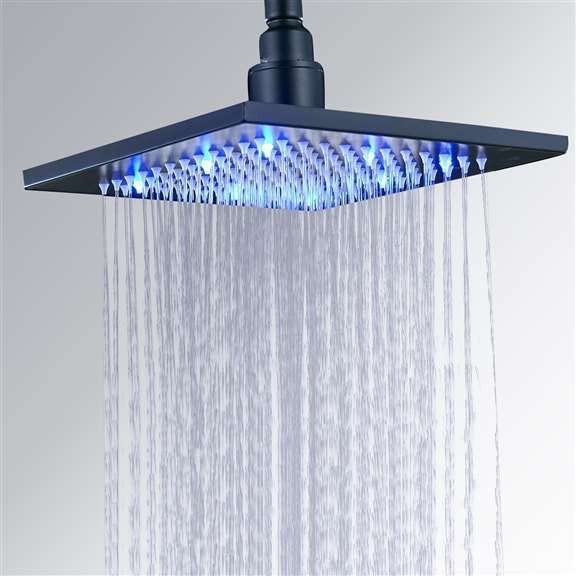 Fontana 12" Matte Black Square Led Rainfall Showerhead (Without)