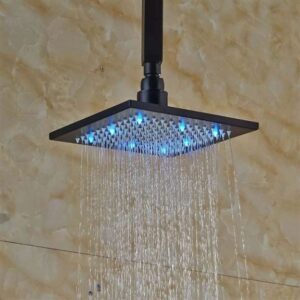 Fontana 12" Matte Black Square Led Rainfall Showerhead (Without)