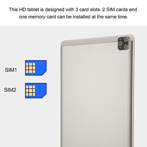 10.1 Inch Tablet, Silver 5G WiFi Tablet PC Dual Card Dual Standby 100-240V for Drawing for Android 10 (US Plug)