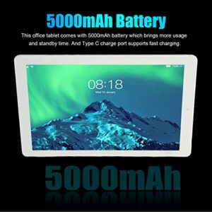 10.1 Inch Tablet, Silver 5G WiFi Tablet PC Dual Card Dual Standby 100-240V for Drawing for Android 10 (US Plug)