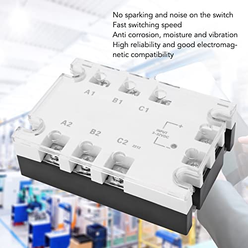 DC to AC Solid State Relay, Short Switching Time Noiseless Anti Shock Solid State Relay Stable 3‑32VDC 24‑480VAC for Industrial Automation for CNC Machine (TSR-10DA-H)