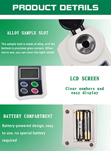 Digital Refractometer Sugar Content 0~55% Brix Meter for Fruits, Vegetables, Veverages, Food Processing, Beer (China)