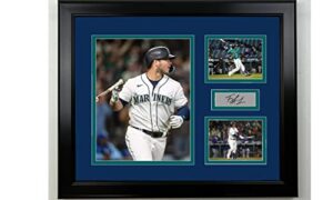 framed ty france seattle mariners facsimile laser engraved signature baseball 15"x12" 3 photo collage