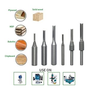 CO-CUTTNER Straight Router Bits Solid Carbide Insert with 1/4-inch Shank, 1/4" Diameter for Routers Slotting Grooving Industrial Grade