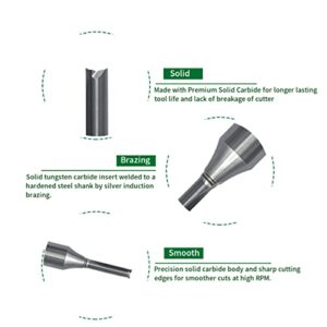 CO-CUTTNER Straight Router Bits Solid Carbide Insert with 1/4-inch Shank, 1/4" Diameter for Routers Slotting Grooving Industrial Grade