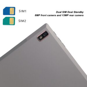 Tablet PC, 5G WiFi Dual Card Dual Standby 100-240V 10.1 Inch Tablet Gray 8MP Front 13MP Rear for Drawing for Android 12 (US Plug)