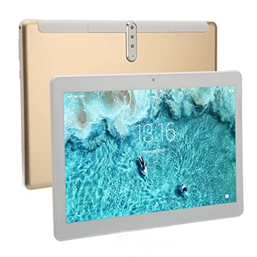Naroote Calling Tablet, 10.1 Inch HD Tablet Gold 100-240V for Android 12 for Studying (US Plug)