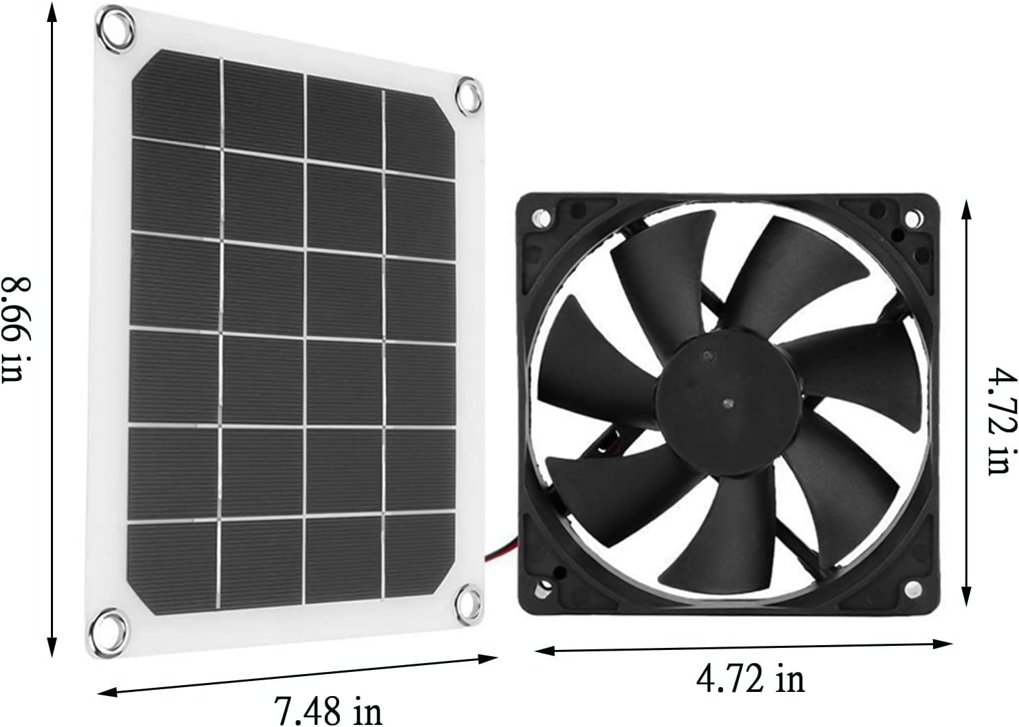 Multipurpose Solar Panel Fan Kit, 10W Solar Panel Powered Dual Fan, Waterproof Portable Outdoor Solar Exhaust Fan for Greenhouse, Dog House, Window Exhaust, RV