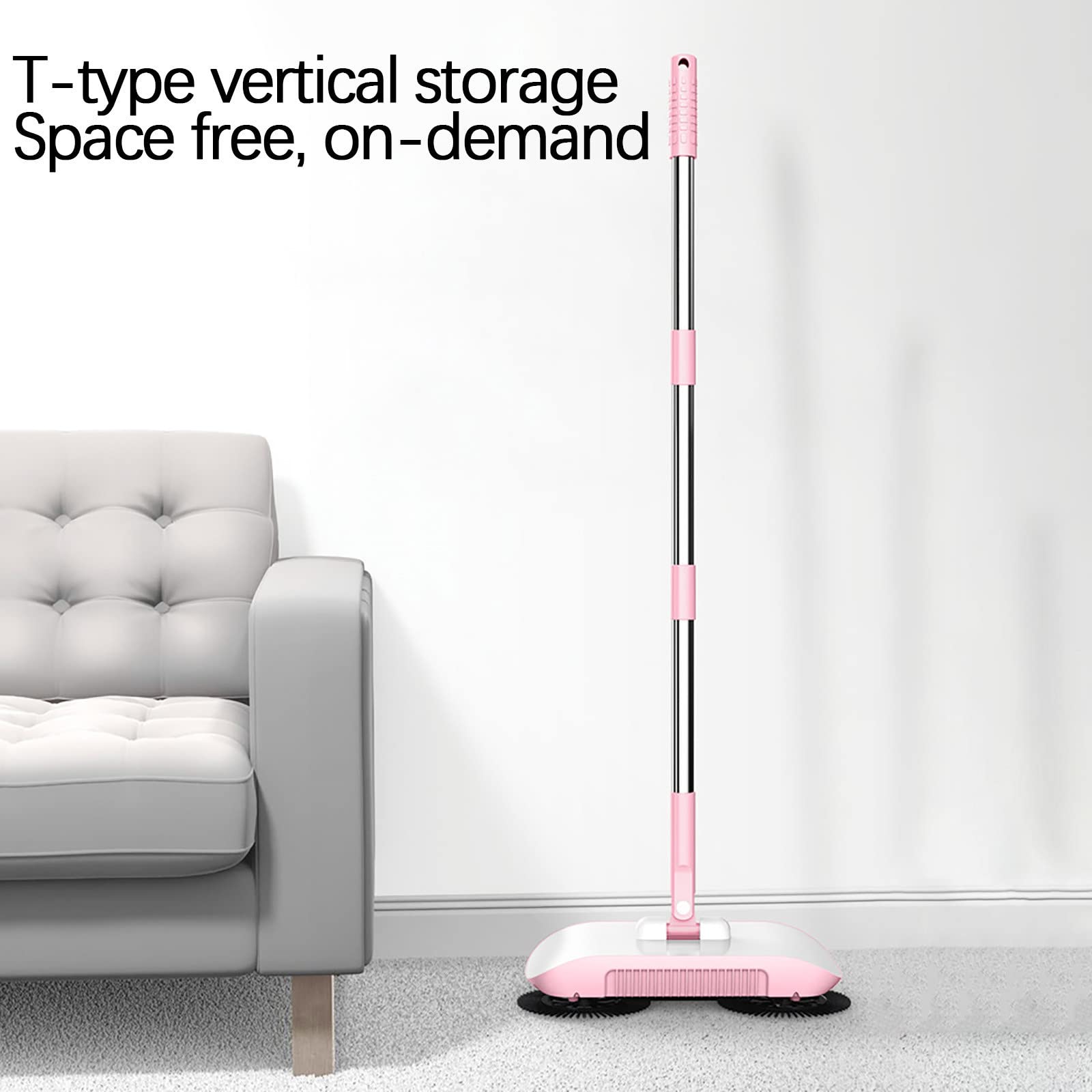 Sweeper 3-in-1 Mops for Floor Cleaning, Hand Push Sweeper Household Lazy Sweeper, Dry and Wet Multi Surface Floor Cleaner Lightweight - Ideal for Pet Hair&Crumby Messes (Pink)