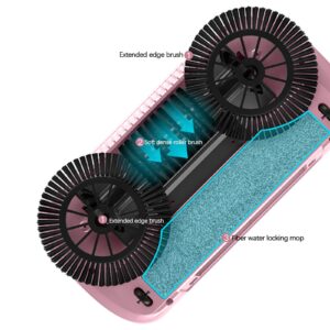 Sweeper 3-in-1 Mops for Floor Cleaning, Hand Push Sweeper Household Lazy Sweeper, Dry and Wet Multi Surface Floor Cleaner Lightweight - Ideal for Pet Hair&Crumby Messes (Pink)