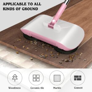Sweeper 3-in-1 Mops for Floor Cleaning, Hand Push Sweeper Household Lazy Sweeper, Dry and Wet Multi Surface Floor Cleaner Lightweight - Ideal for Pet Hair&Crumby Messes (Pink)