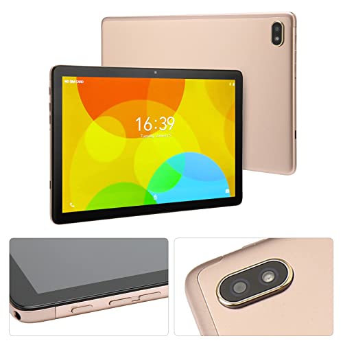 Naroote 10.1 Inch Tablet 5MP Front 13MP Rear 4G LTE Tablet AU Plug 100-240V Fast Charge Support for Android 11.0 Learning (Gold)