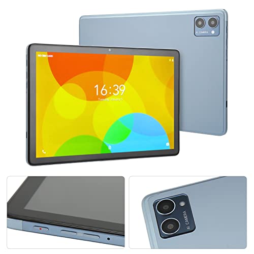 FOTABPYTI HD Tablet, Octa Core Type C Charging FM Radio 8GB RAM 128GB ROM 4G LTE Dual Cameras 10.1 Inch Tablet for Entertainment (Light Blue)
