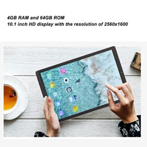 Cosiki Tablet PC, 100-240V Black 4GB RAM 64GB ROM 10.1 Inch Tablet 2.4G 5G WiFi for Android 12 for Study (US Plug)
