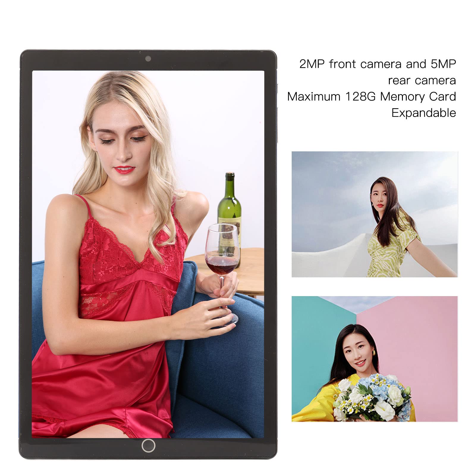 10.1 Inch HD Tablet Calling Tablet 100-240V Front 2MP Back 5MP 2.4G 5G WiFi Green for Entertainment for Android 12 (US Plug)